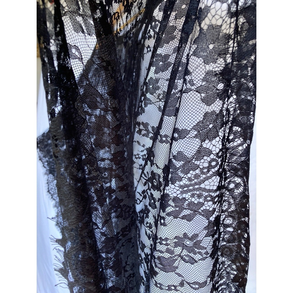 Sheer Lace Maxi Cloak Cape Whimsigoth Goth Emo Flowy Kimono Womens OS Black - Picture 9 of 12